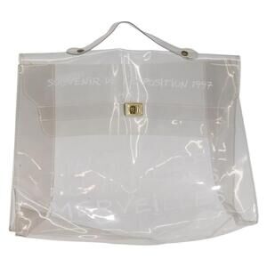 HERMES Vinyl Kelly Hand Bag Vinyl Clear Auth bs30181